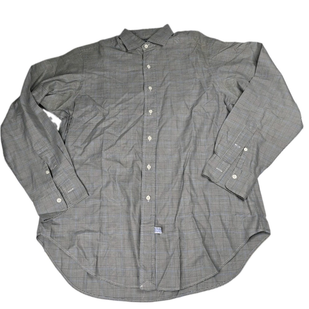 Polo Ralph Lauren Dress Shirt Mens 16 35 Glen Plaid Blue Check Cotton Classic 16